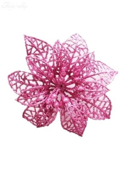 Deko-Blüte rosa 11 cm Glitzer Sternblume